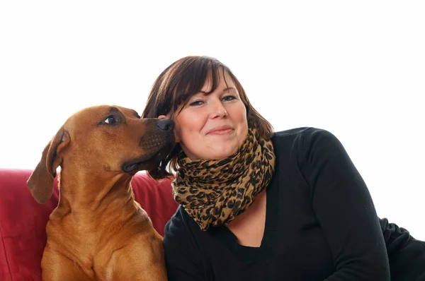 Donna e cane — Foto Stock