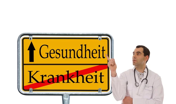 Doctor and Sign — Stock Photo, Image