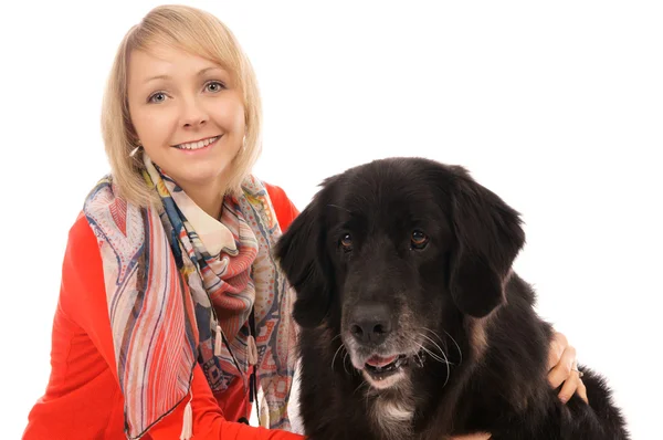 Frau und Hund — Stockfoto