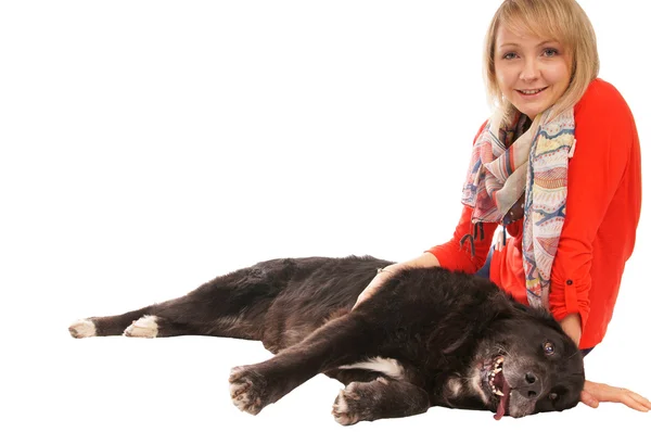 Donna e cane — Foto Stock