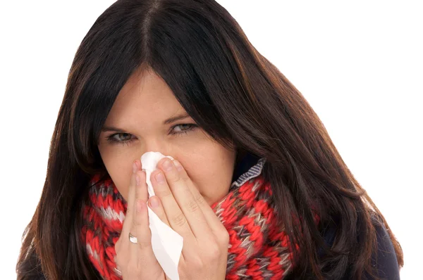 Woman with a cold — Stock Photo, Image