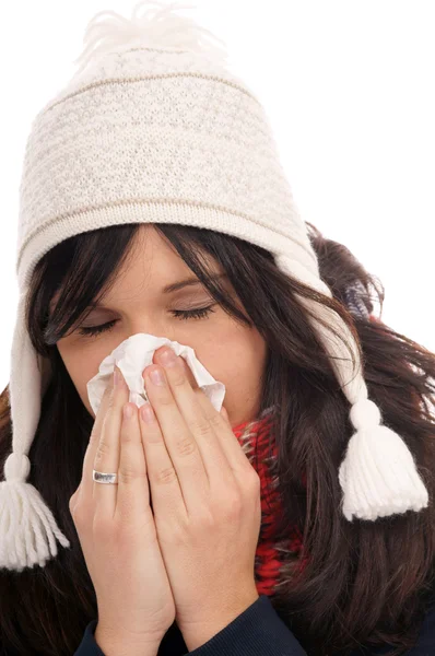 Woman with a cold — Stock Photo, Image