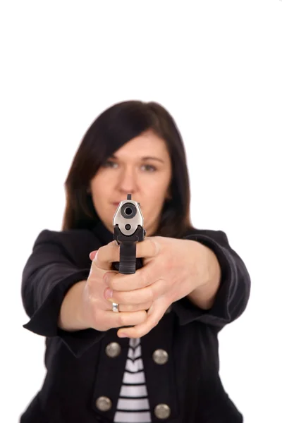 Frau mit Handfeuerwaffe — Stockfoto