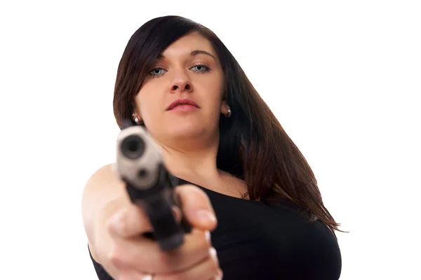 Mulher com pistola — Fotografia de Stock