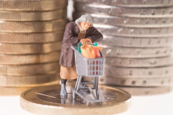 Old woman and euro money Stock Photo