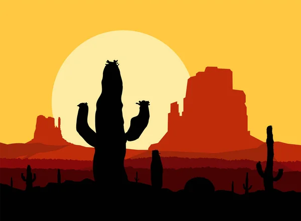 Cactuses Western Rocks Cartoon Tones — Stock Photo, Image