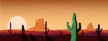  Gece gökyüzü arka plan üzerinde çiçek açan kaktüsler silüeti. Tehlikeli bir yer. Soyut kahverengi ışıklar. Neon sunu.