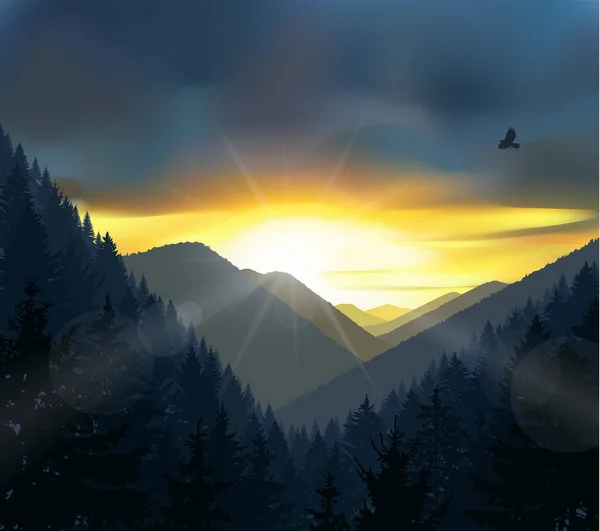 Natur Hintergrund Berge Panorama Farbenprächtigen Sonnenuntergang Wilden Tal — Stockfoto