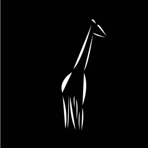 Ícone Esquemático Logotipo Girafa Africana Fundo Preto — Fotografia de Stock