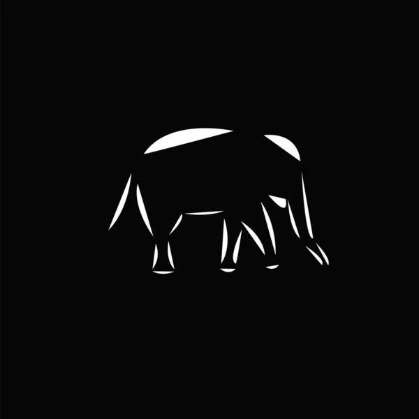 Icône Logo Schématique Exécution Des Éléphants Sur Fond Noir — Photo