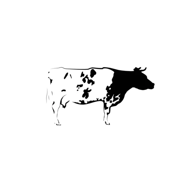 Ícone Vaca Preta Branca Manchada — Vetor de Stock