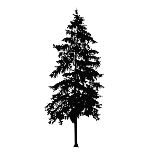 Силует Соснового Дерева Рука Зроблена — стоковий вектор