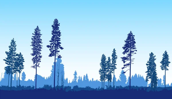 Image Landscape Seamless Woodland Silhouette Coniferous Trees Winter Tones — Stock Vector