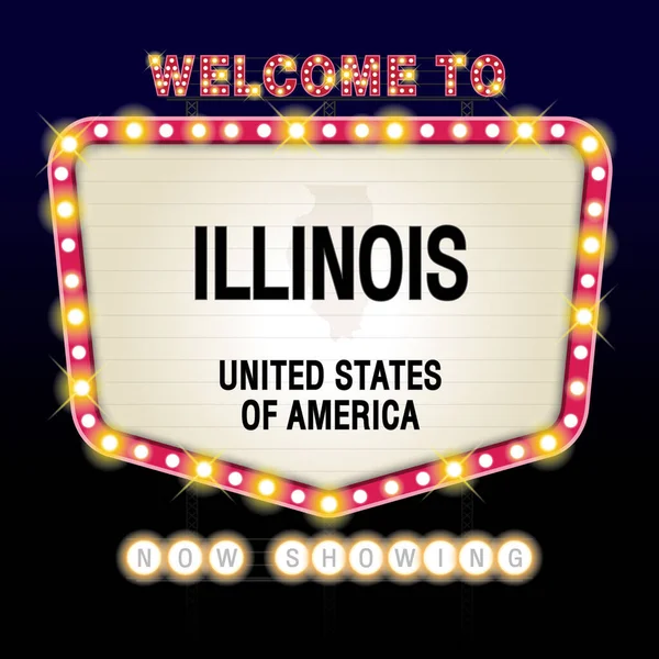 Sign États Unis Amérique Avec Message Illinois Carte Sur Showtime — Image vectorielle