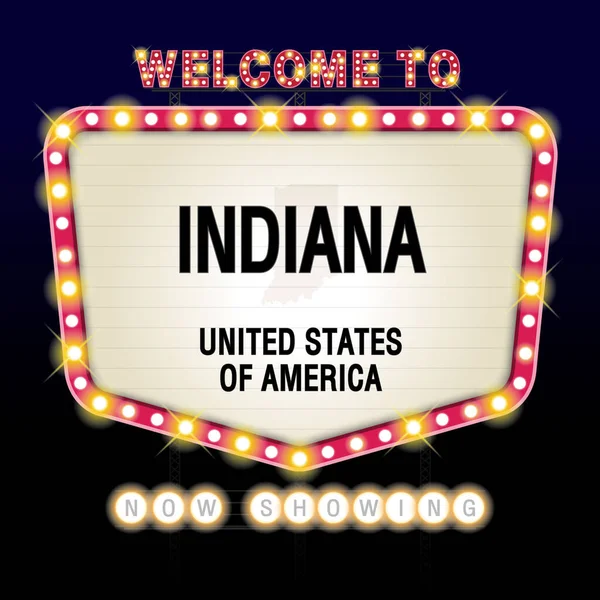 Sign États Unis Amérique Avec Message Indiana Carte Sur Showtime — Image vectorielle