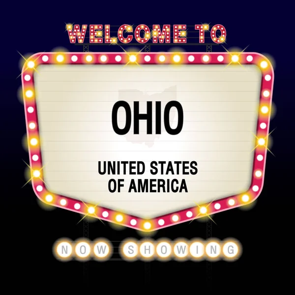 Sign États Unis Amérique Avec Message Ohio Carte Sur Showtime — Image vectorielle