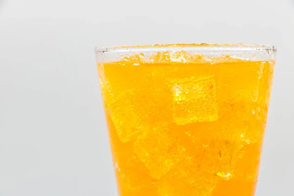 Orange Sparkling Water Ice Glass White Background — Stock Photo, Image