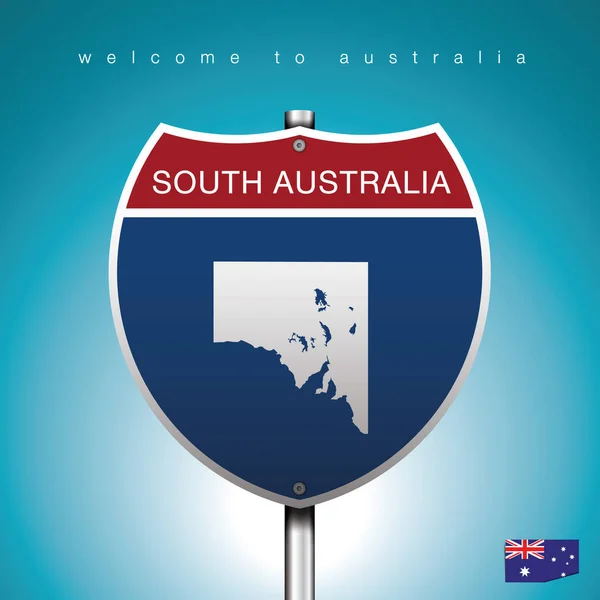 Sign Road America Style State Australia Blue Background Message South — Stock Vector