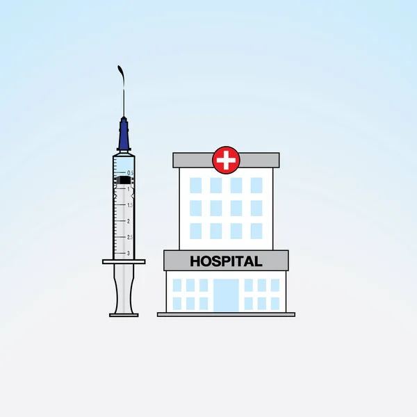 Ilustración Una Jeringa Hospital Sobre Fondo Gradiente Azul Claro — Vector de stock