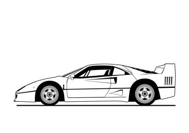 Renklendirme için Supercar jpg dosya biçimi silueti