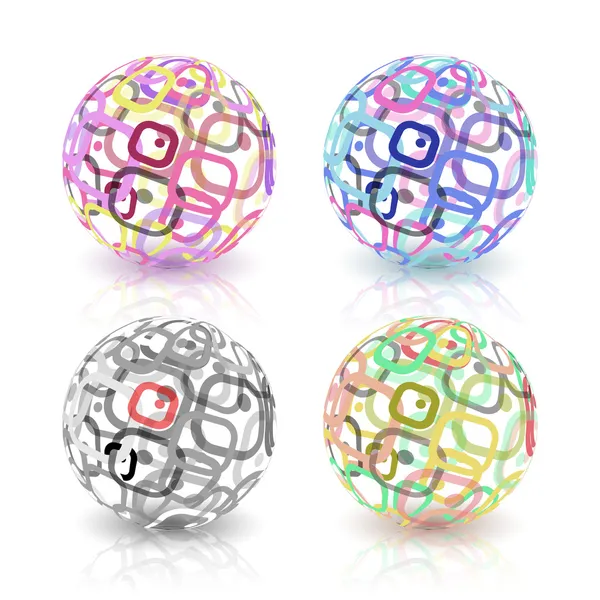 soyut küre retro dikdörtgenler yapılan bir dizi.