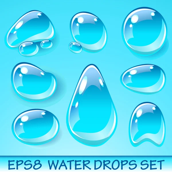Vector water drops pictogrammenset — Stockvector