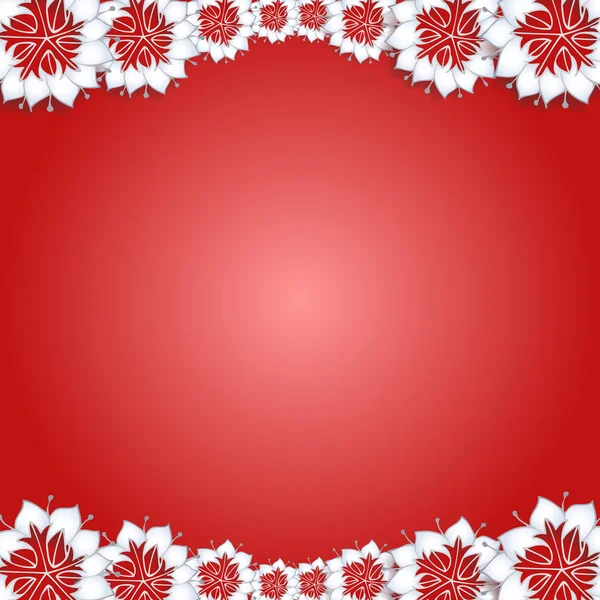 White flowers on red background — Stock Vector