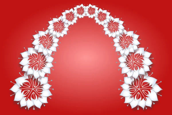 White flowers on red background — Stock Vector