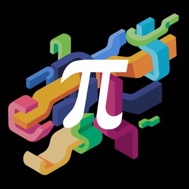 Pi matematiksel işaret fiziği matematiksel sembol sabit denklem konsepti ikonu çağdaş poli çok renkli sanat fütüristik kompozisyonu sanat arkaplan fütüristik tasarım illüstrasyonu