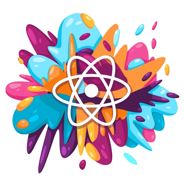 React molecular biology science atom icon in colorful splat paint liquid splashing ink splash design creative illustration — Stockvektor