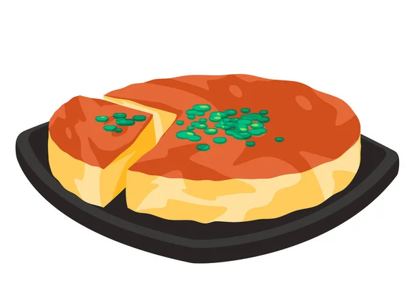 Kanafeh oder kunafeh süßes Dessert gebackenen Käse mit Pistazien traditionellen arabischen Nahost-Snack Zeichnung Illustration — Stockvektor