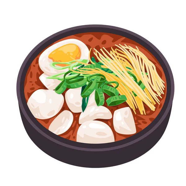 Sundubu jjigae soy sup kacang sayuran telur Korea Selatan hidangan makanan - Stok Vektor