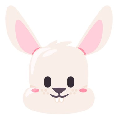 Tavşan suratlı resimli gülümseme vahşi hayvan gülüşü ve çizgi film tasarımı düz çocuklar çiziyor.