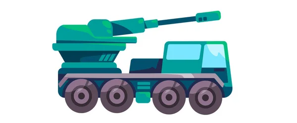 Artillery Canon Gun Heavy Military Truck Vector Illustration — Wektor stockowy