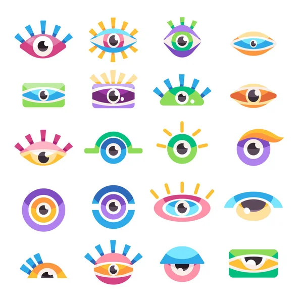 Eye Illustration Colorfull Pattern Multiple Expression White Background Design Cartoon — Vetor de Stock