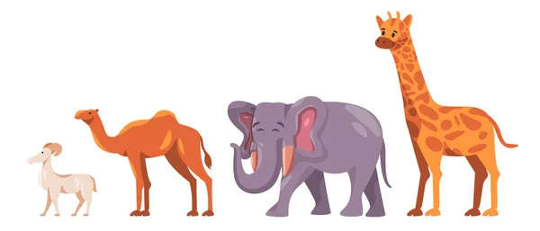 Set of cute Africa safari animal collection like deer camel elephant and girrafe in white background cartoon vector illustration