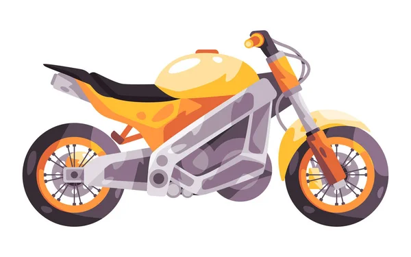 Gul Motorcykel Touring Street Racing Naken Stil Motorcykel Vektor — Stock vektor