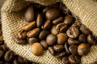 Coffee beans in a juta bag clipart