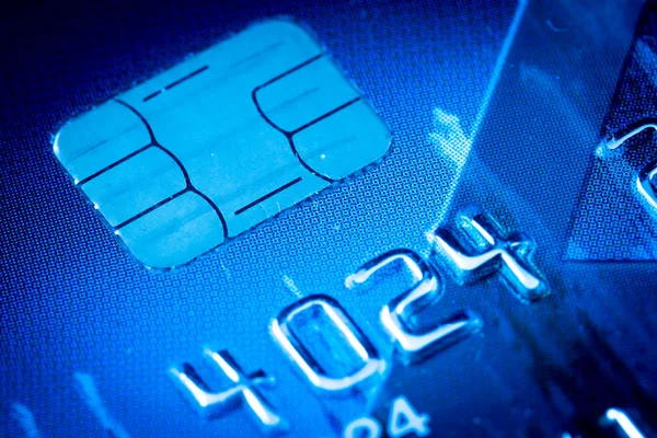 Credit card chip in blue — Stock Photo, Image