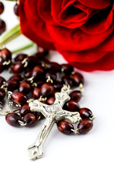 Rosary and rose — Stock Photo, Image