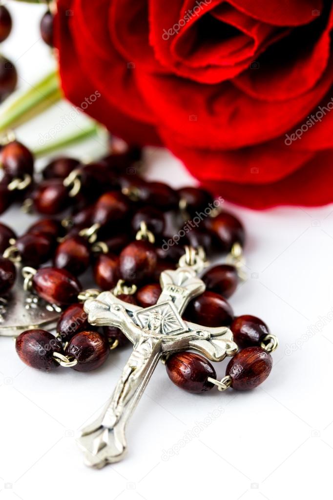 Rosary and rose