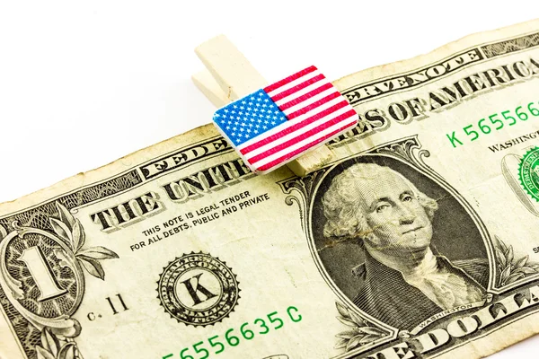 Dollaro e bandiera USA — Foto Stock