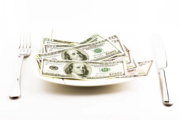 Dinero para comida — Foto de Stock