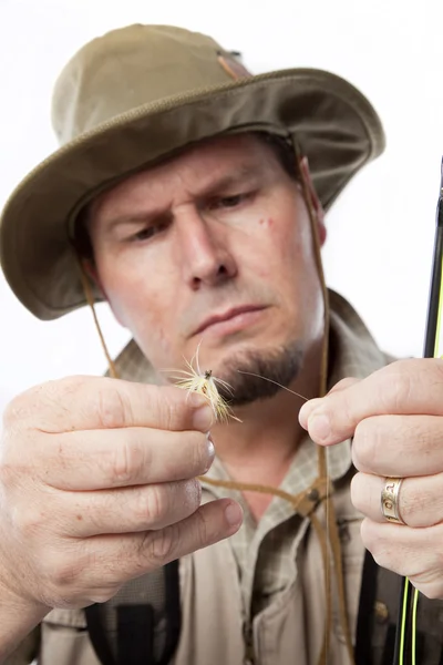 Çizgi threading balıkçı fly — Stok fotoğraf