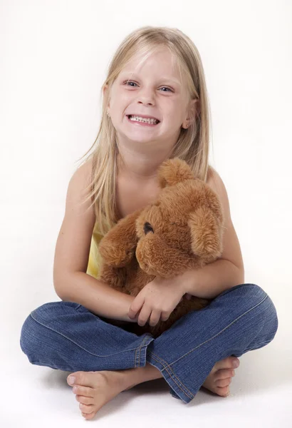 Teddy Bear and Girl — Stock Photo, Image