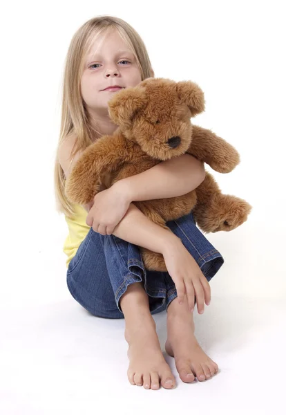 泰迪熊和女孩 — 图库照片