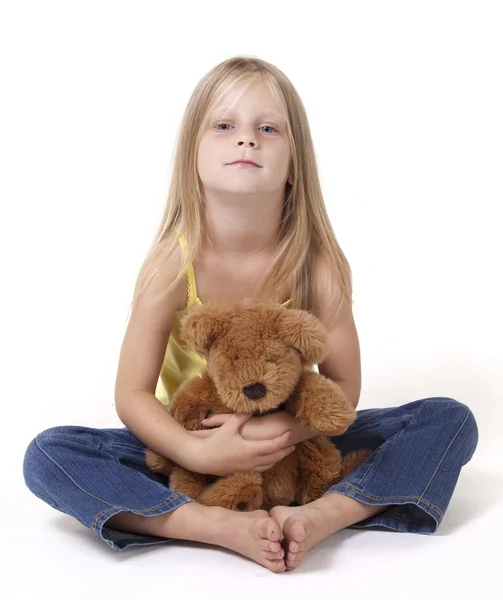 Osito de peluche y chica — Foto de Stock