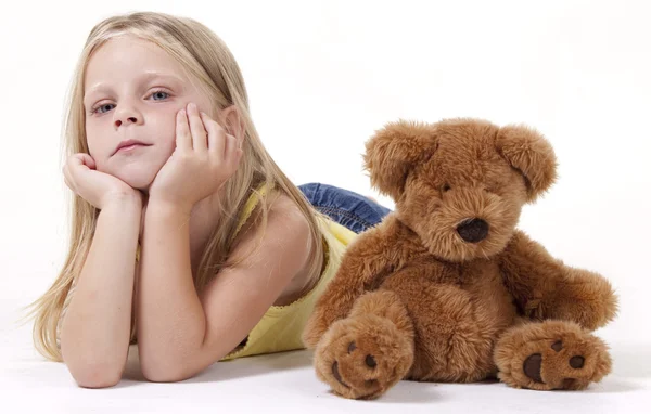 Teddy Bear and Girl — Stock Photo, Image