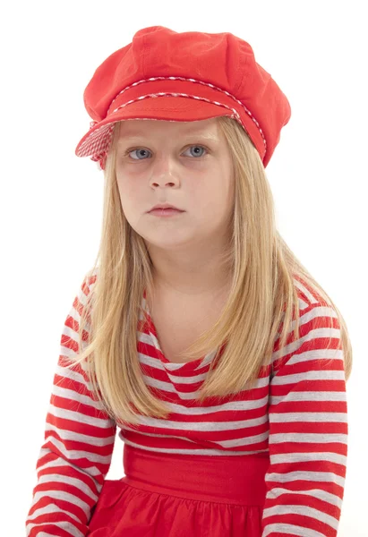 Little blond in red — Stock Photo, Image