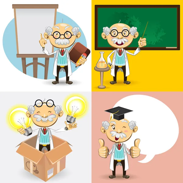 Personajes del profesor — Vector de stock